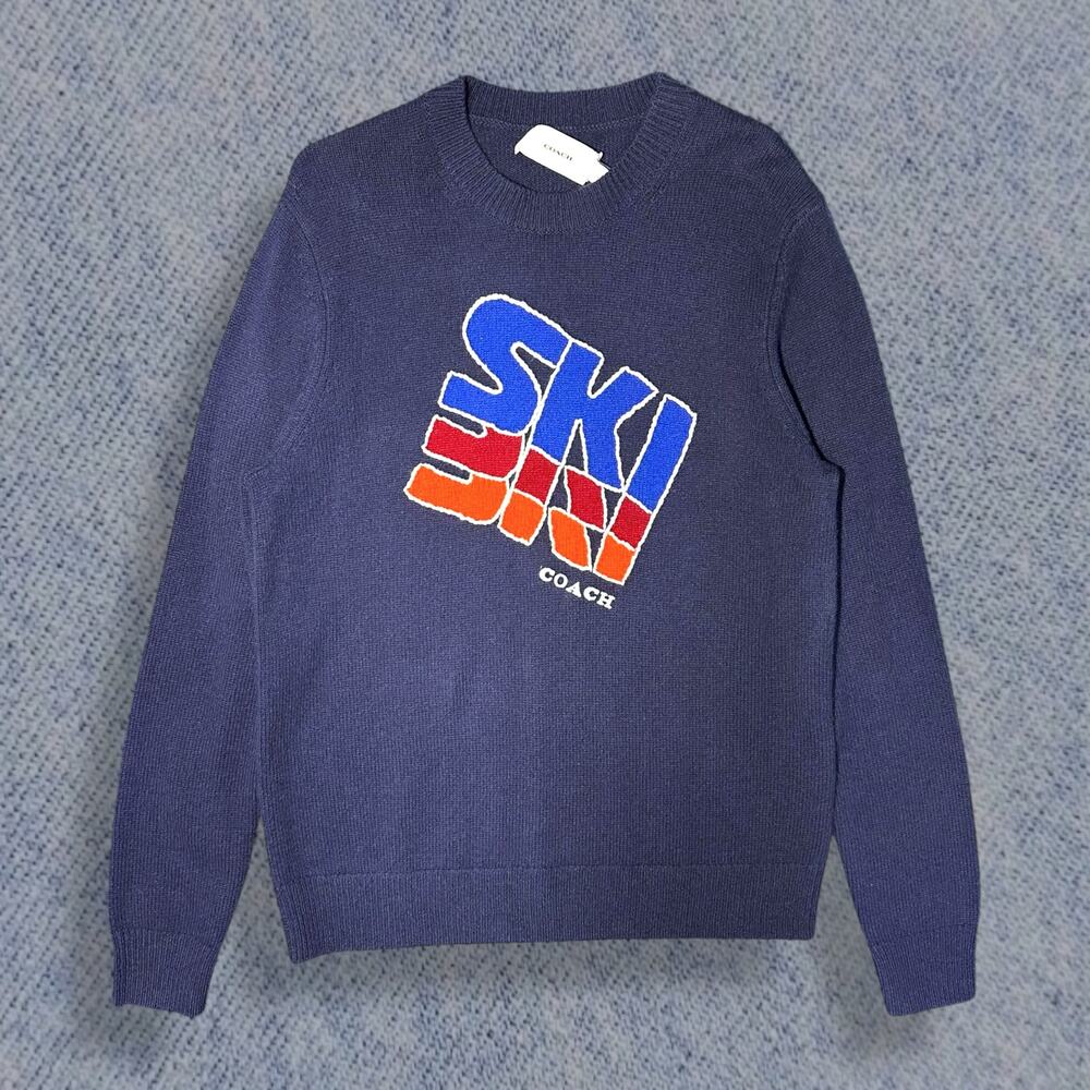 Coach Ski Wool Cashmere Sweater - Women’s Medium - Navy Blue